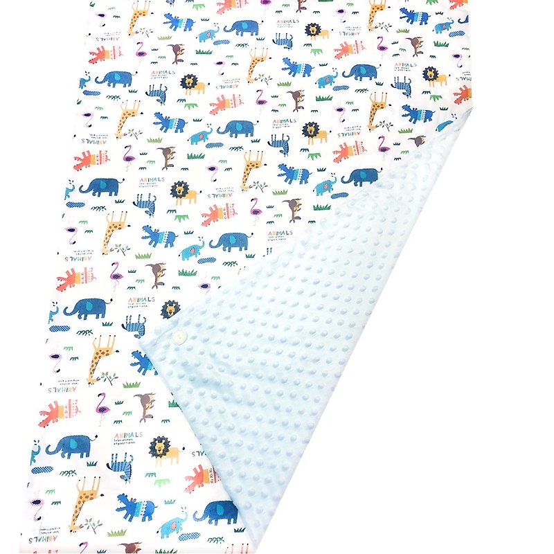 Minky多功能 点点颗粒 携带毯婴儿毯冷气毯被 蓝色-动物 - 婴儿床上用品 - 棉．麻 蓝色