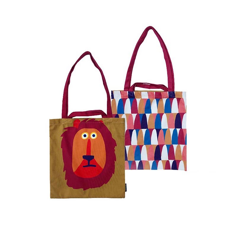 【草稿/ciaogao】原創設計北歐風格動物獅子新年禮物購物袋環保袋 - 侧背包/斜挎包 - 聚酯纤维 卡其色