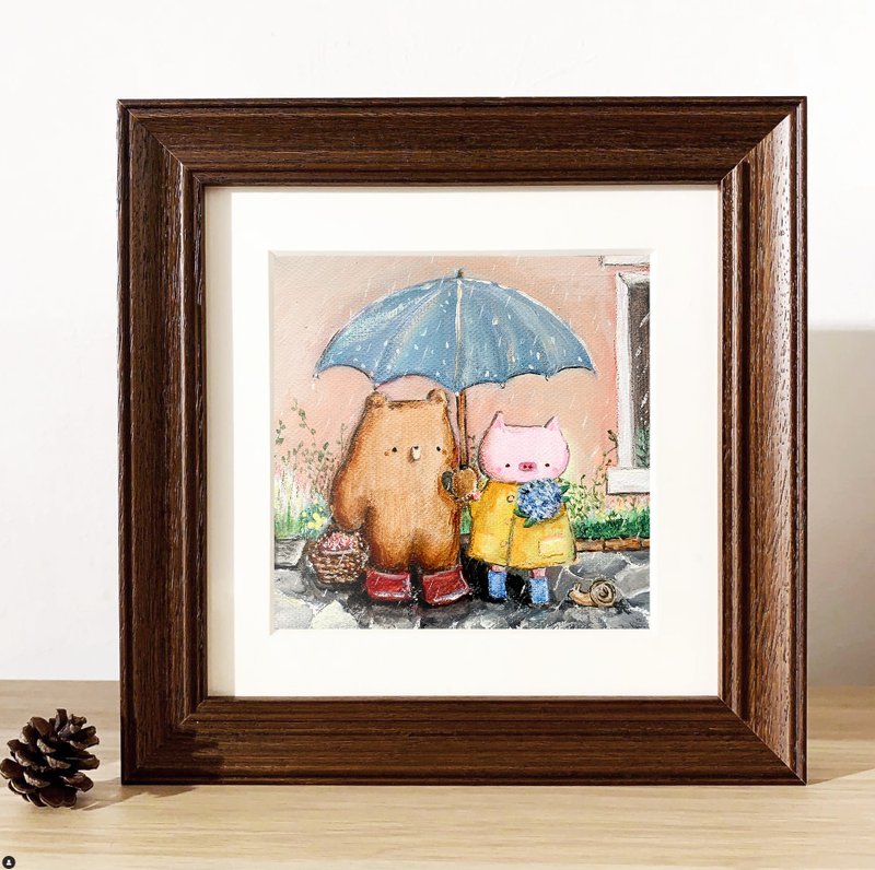 印刷画 或 原画 - Raining 雨天 - Little Bear and Pig - 海报/装饰画/版画 - 其他材质 