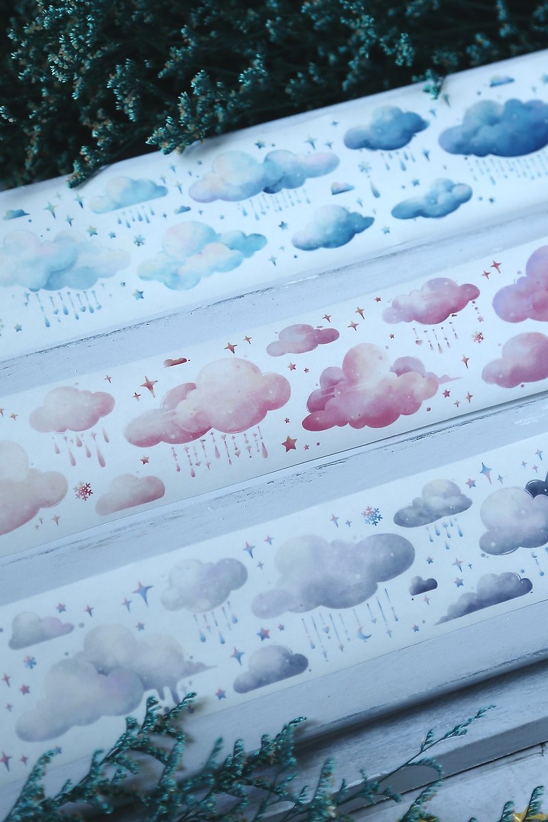 雲朵朵 可愛夢幻的雲彩三色合集 實用拼貼造景 PET 和紙膠帶 - 纸胶带 - 其他材质 多色