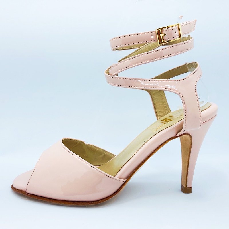 Dinara Rosada 双交叉粉色漆皮凉鞋款 - 高跟鞋 - 真皮 粉红色