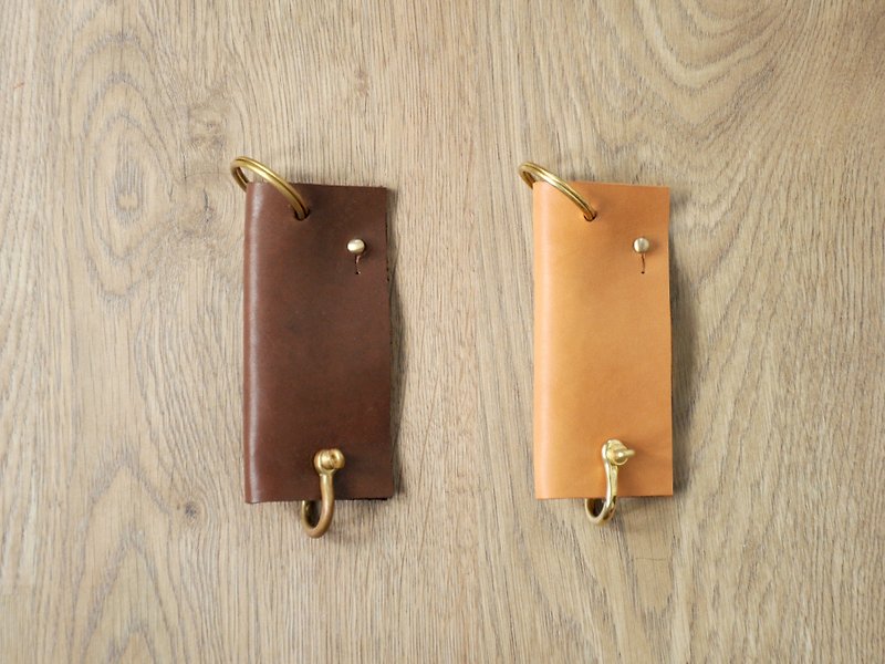 植鞣革 黄铜 钥匙包 分类放置好帮手 - 钥匙链/钥匙包 - 真皮 橘色