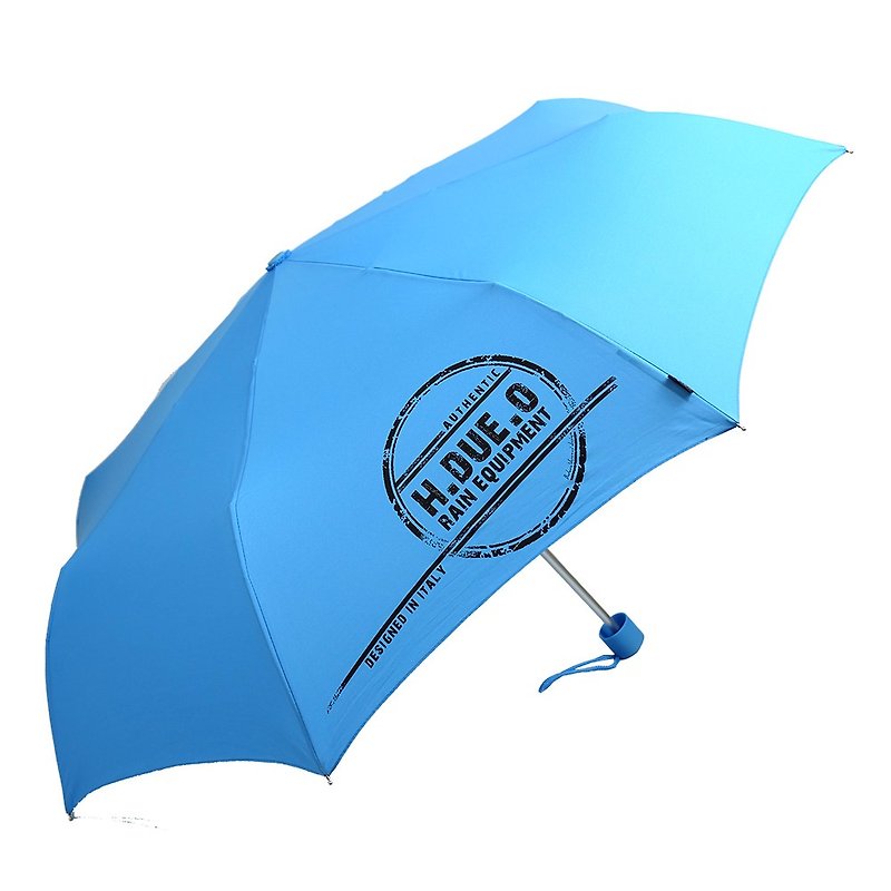 【意大利 H.DUE.O】图章抗UV三折手开伞 - 雨伞/雨衣 - 防水材质 蓝色