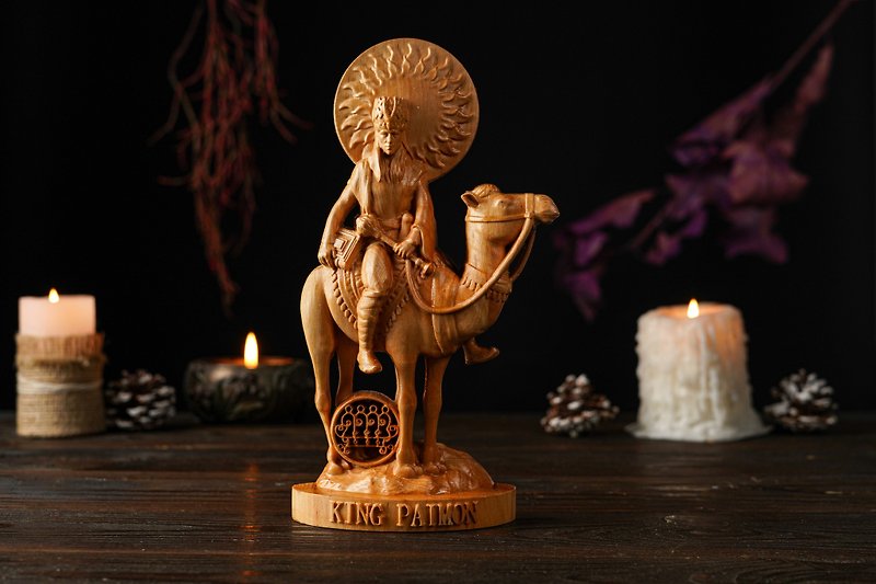 盖提亚王派蒙巫术雕像、派蒙雕像、派蒙异教徒雕像 - 玩偶/公仔 - 木头 咖啡色