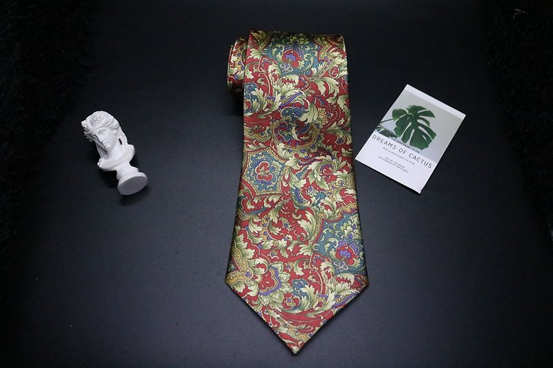 复古老花丝质领带/日常百搭休闲系列/ - 领带/领带夹 - 丝．绢 多色