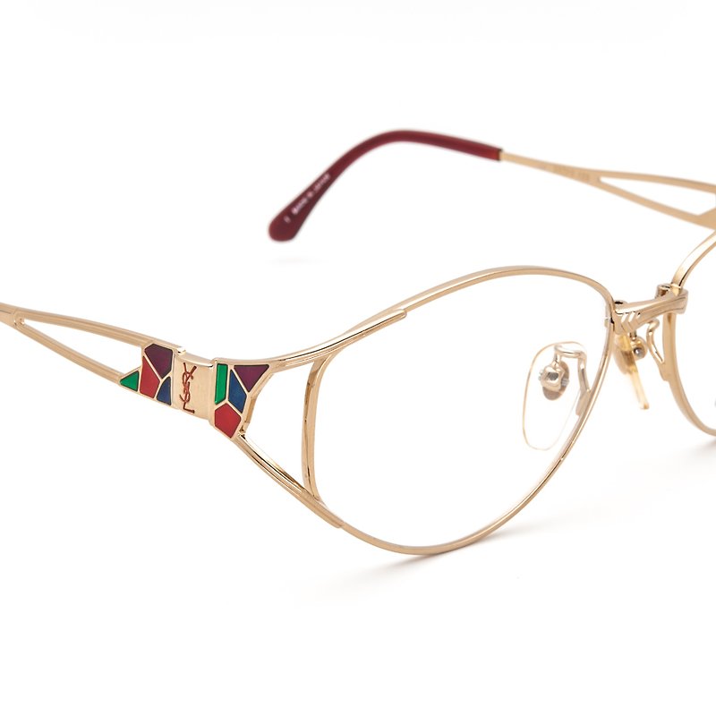 1980&#39;s Yves Saint Laurent 高级多彩珐琅猫眼古董眼镜