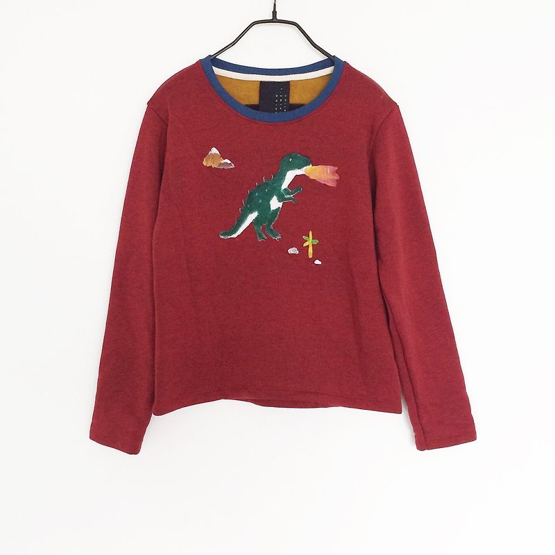 BIG Dinosaur // Sweater /// Burgundy Red - 女装针织衫/毛衣 - 棉．麻 红色