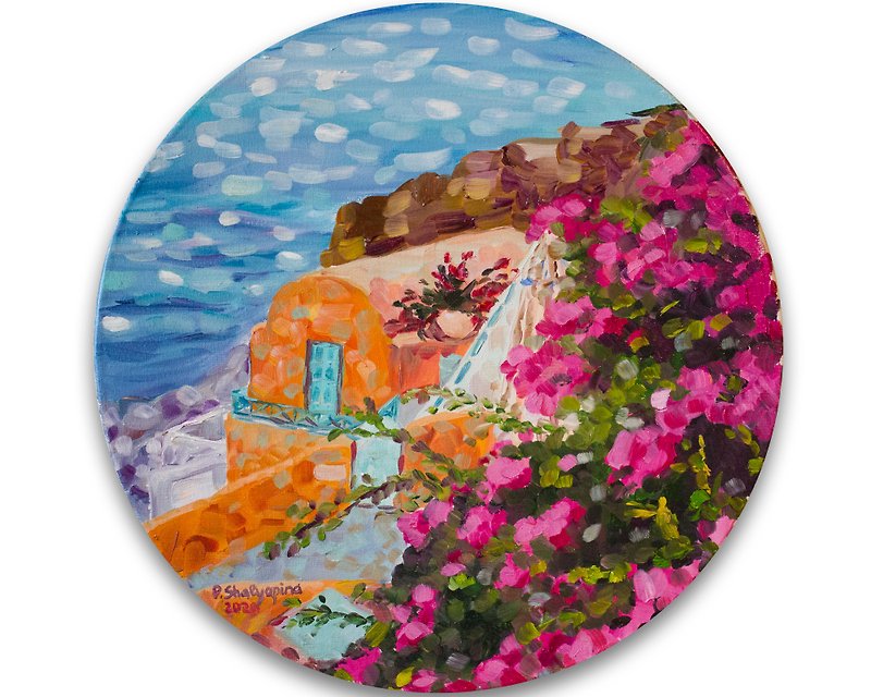圣托里尼岛油画海景原创艺术希腊墙壁艺术地中海艺术 - 海报/装饰画/版画 - 其他材质 多色