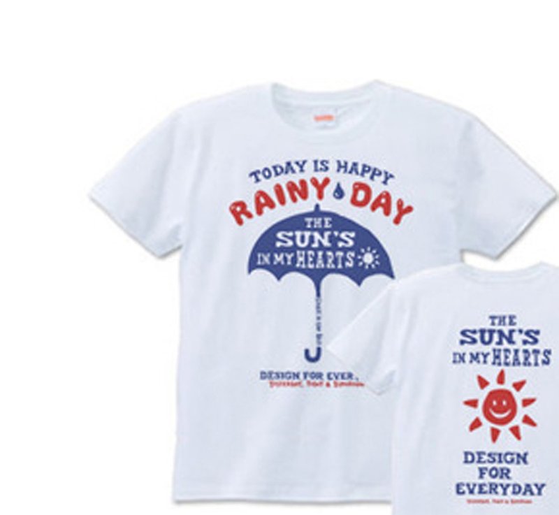 アンブレラ 傘 -happy rainy day-　S-XL　Tシャツ【受注生産品】 - 中性连帽卫衣/T 恤 - 棉．麻 白色