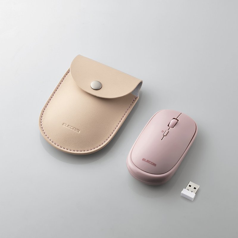 ELECOM 便携式静音无线鼠标附皮袋 粉色 - 电脑配件 - 塑料 粉红色