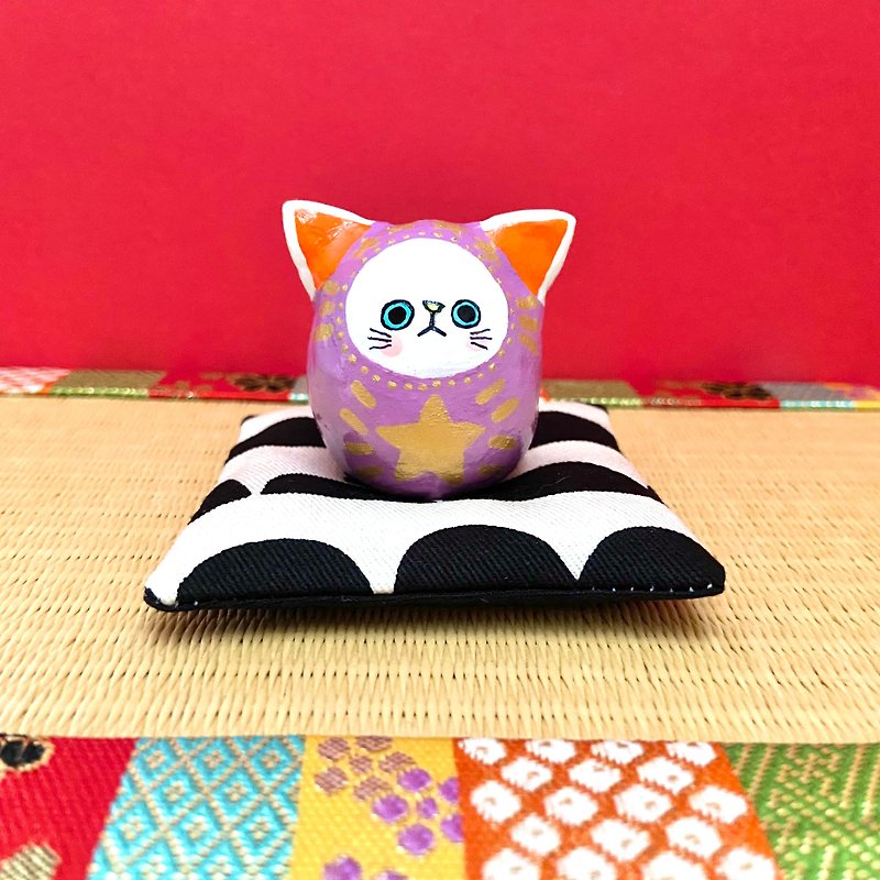 猫猫だるま　【小】紫 - 摆饰 - 粘土 紫色