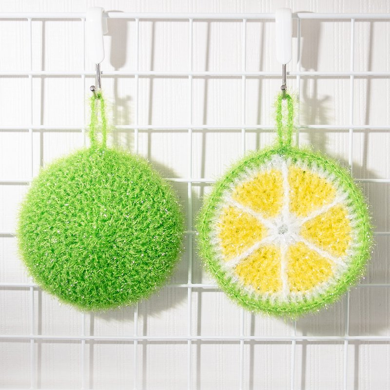 手工编织双层柠檬 洗碗巾 黄绿菜瓜布 刷锅神器 - 其他 - 聚酯纤维 绿色