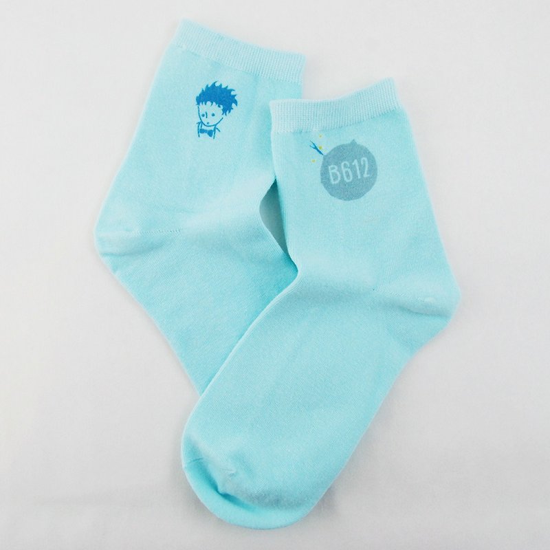 小王子经典版授权-短袜(蓝),AA06 - 袜子 - 棉．麻 蓝色