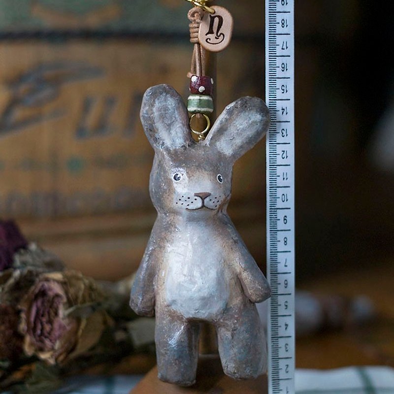 小兔锁匙圈 / 动物钥匙圈 - 钥匙链/钥匙包 - 纸 灰色
