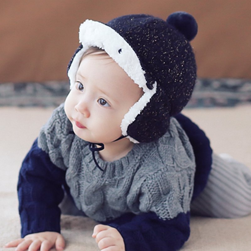 Happy Prince DiDi婴童秋冬保暖混纺羊毛帽 韩国制 - 婴儿帽/发带 - 聚酯纤维 蓝色