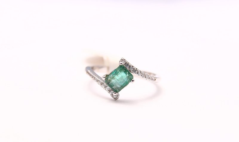【仅此一枚】天然祖母绿戒指 / Sterling Silver Ring / Emerald Ring / #04 - 戒指 - 宝石 绿色