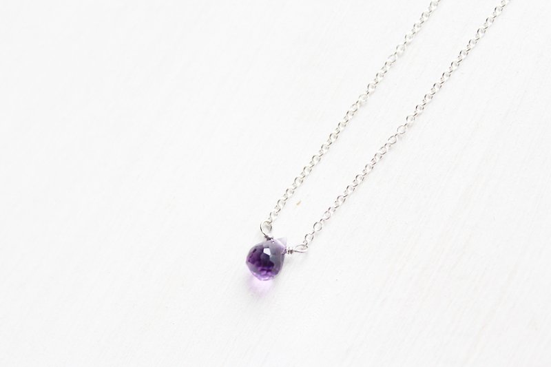 2月诞生石-紫水晶 / Amethyst/アメジスト纯银锁骨项链可调式 - 项链 - 宝石 紫色