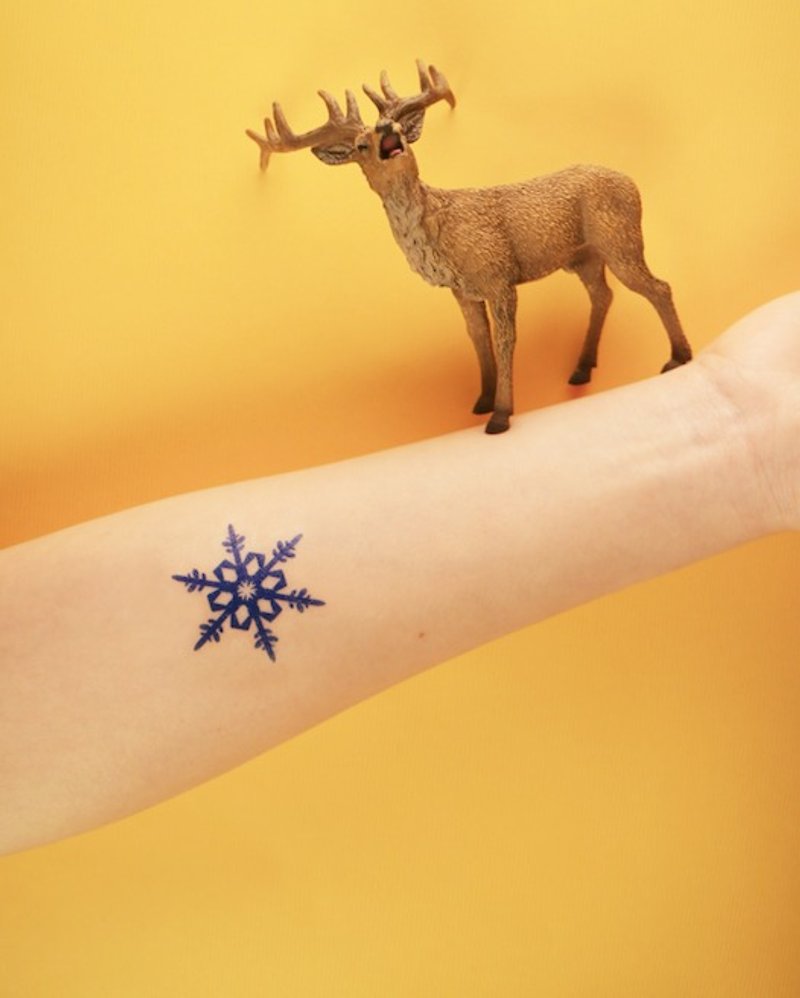 Deerhorn design / 鹿角 刺青 纹身贴纸 雪花 蓝色 圣诞节 - 纹身贴 - 纸 蓝色