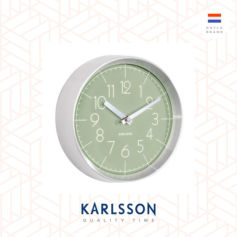 Karlsson, Wall clock Convex glass 凸玻璃铝框挂钟(绿) - 时钟/闹钟 - 其他金属 绿色