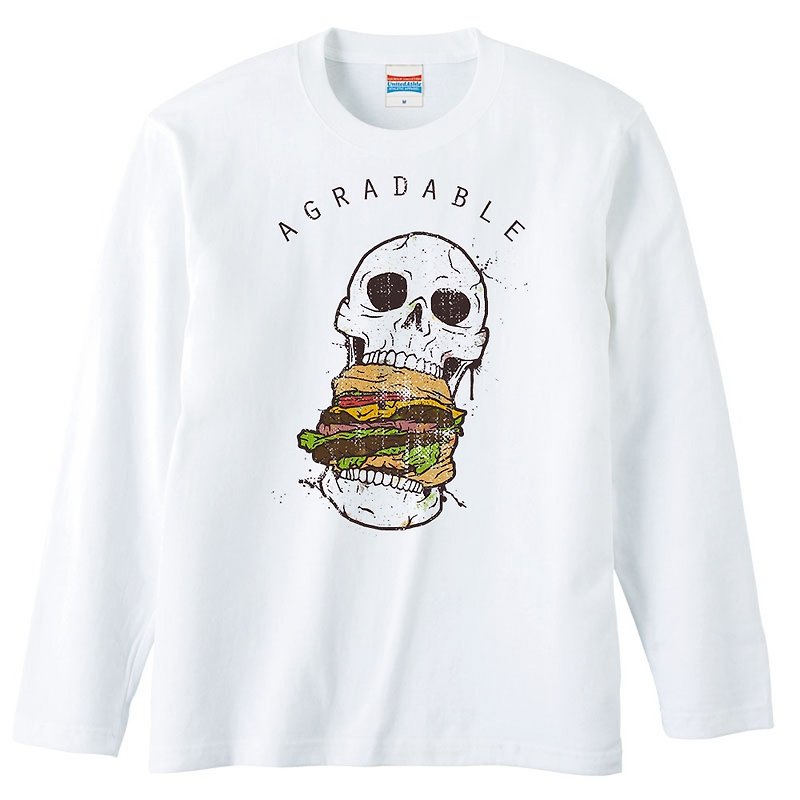 Long sleeve T shirt / Crazy Burger - 男装上衣/T 恤 - 棉．麻 白色