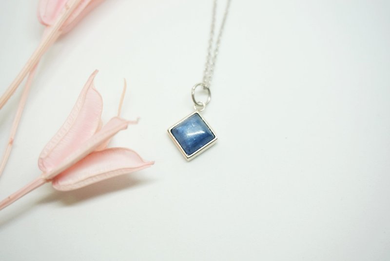方形 蓝晶石 キナイト Kyanite  国际 925 纯银 项链 轻珠宝 - 项链 - 宝石 蓝色