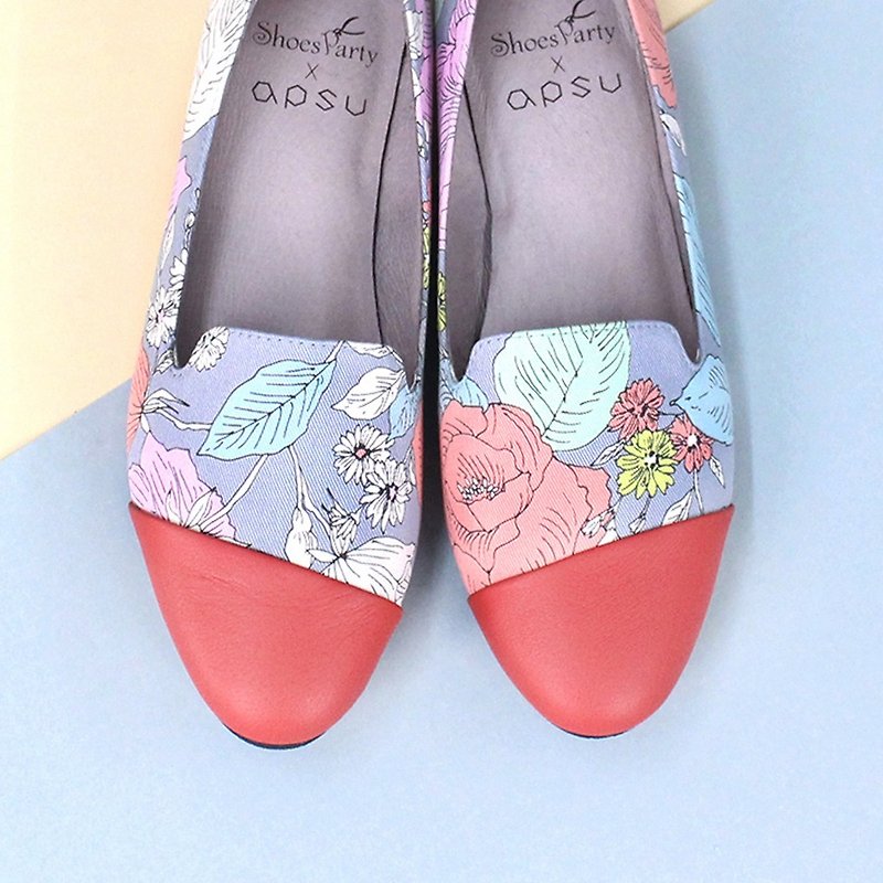 【现货23.5】Shoes Party 茱丽叶的后花园 斜拼接欧贝拉 /手工订制/日本布料 - 芭蕾鞋/娃娃鞋 - 棉．麻 