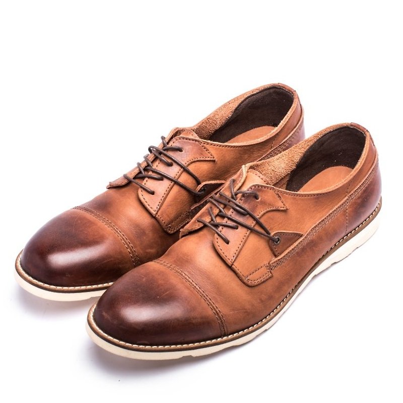 ARGIS 日本外羽根式手工休闲皮鞋 #11134浅咖啡 -日本手工制 - 男款皮鞋 - 真皮 咖啡色