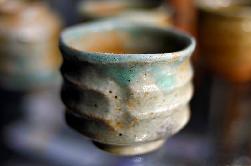 2 pieces set・エメラルドグリーンと白い砂浜の海を写した酒カップ・日本茶カップ・筒型・窯変度レベル3 - 杯子 - 陶 蓝色