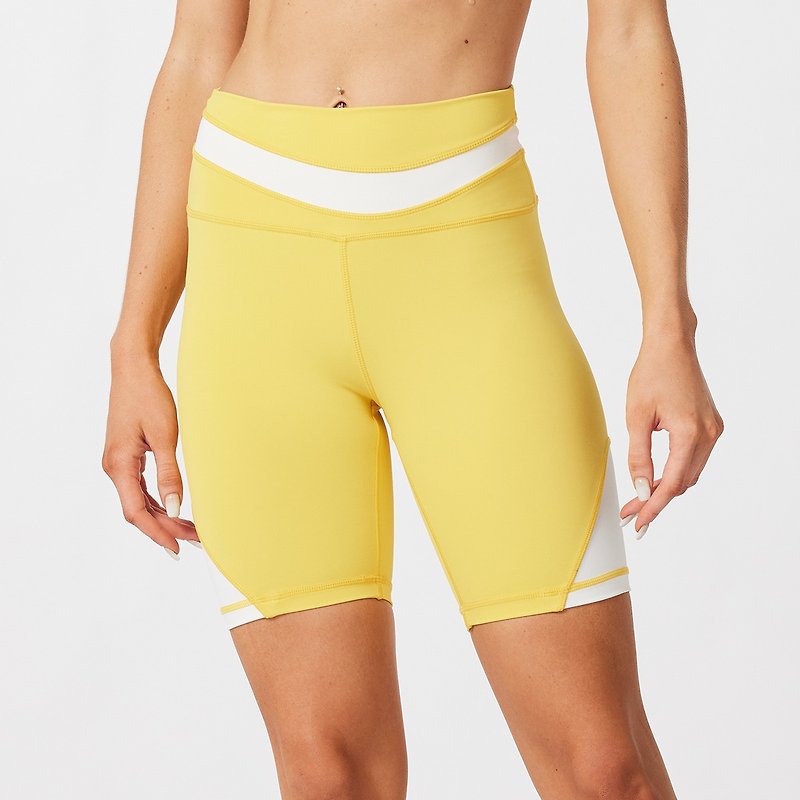 SILVERWIND拼色系列高腰收腹专业跑步健身骑行瑜伽运动四分裤 - 女装运动裤 - 环保材料 黄色