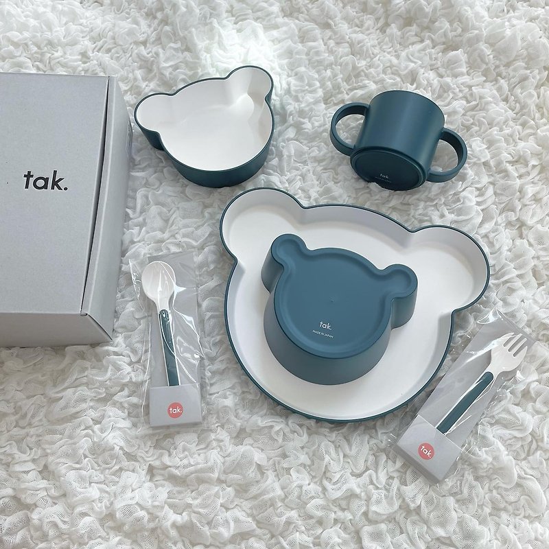 日本 TAK 熊先生餐具礼盒组 (共4色) - 儿童餐具/餐盘 - 塑料 多色