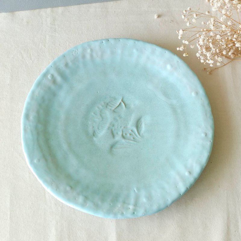 雨露水自然流釉 陶瓷餐盘 手工限量 - 花瓶/陶器 - 陶 蓝色