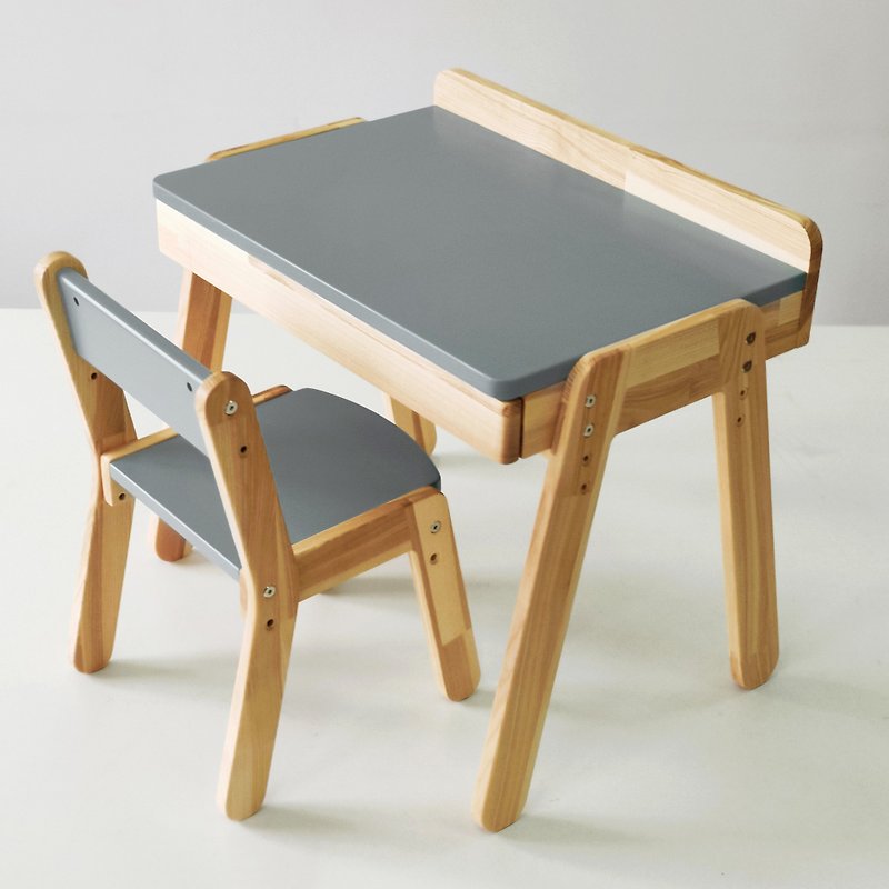木制儿童桌椅幼儿桌椅套装蒙台梭利家具 - 儿童家具 - 木头 灰色