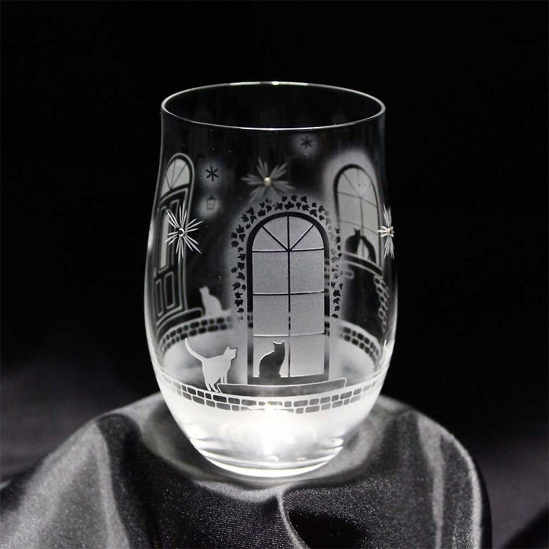【冬の洋館】猫モチーフのタンブラーグラス vol.4 名入れ加工対応品(別売りオプション) - 杯子 - 玻璃 透明