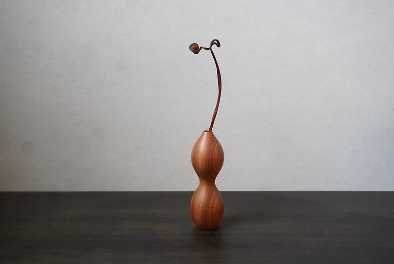 木製一輪挿し　アサメラ -1 Sサイズ　ドライフラワーベース - 花瓶/陶器 - 木头 咖啡色