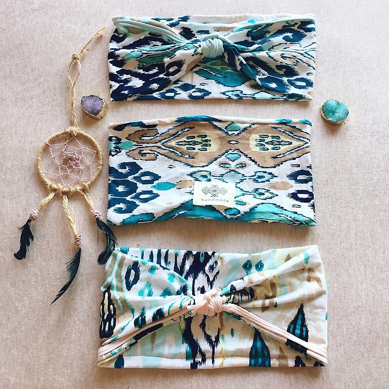 瑜珈运动发带，手工制作设计 - 发饰 - 棉．麻 蓝色