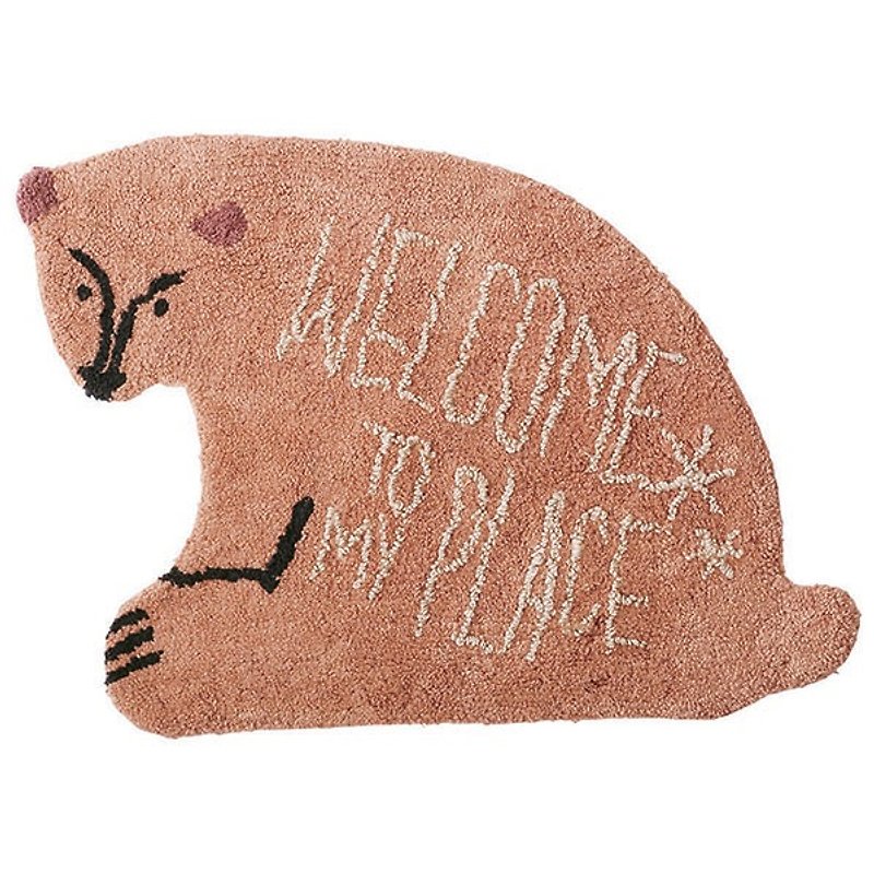 Welcom Bear- 欢迎熊造型地垫(咖啡) - 被子/毛毯 - 棉．麻 咖啡色