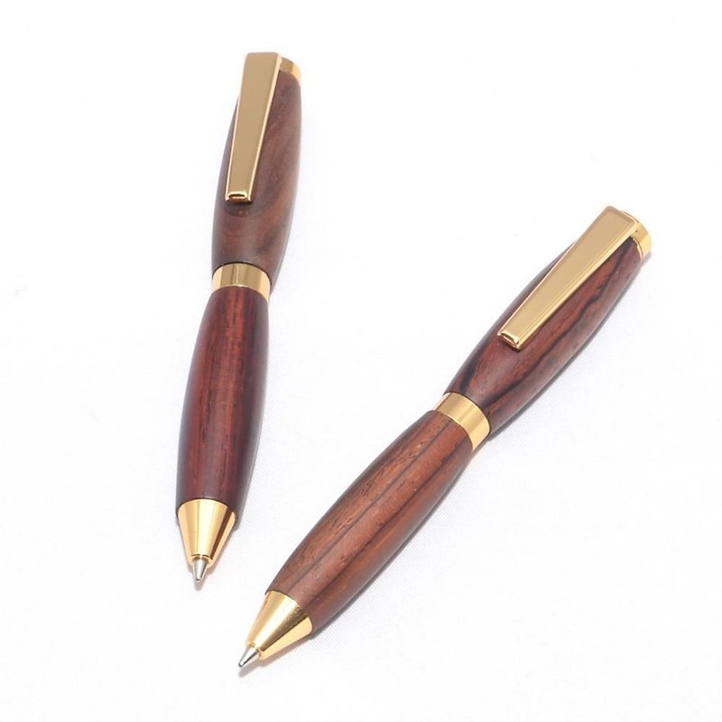 手作りの木製の回転式ミニボールペン（ココボロ；24金のメッキ）(CC-24G-CO) - 其他书写用品 - 木头 咖啡色