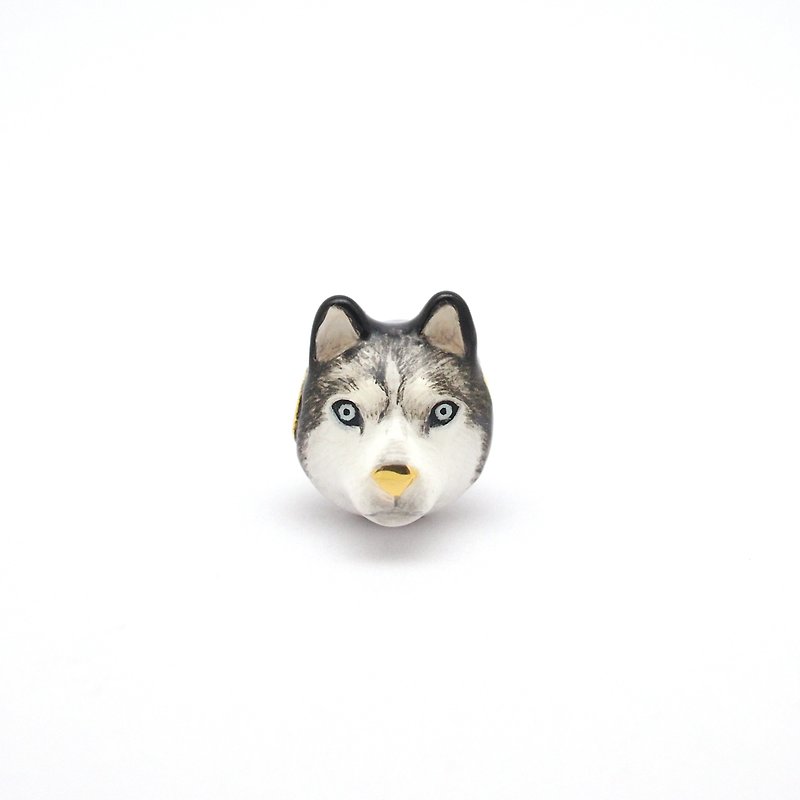 Siberian husky Dog Charm - 手链/手环 - 铜/黄铜 黑色