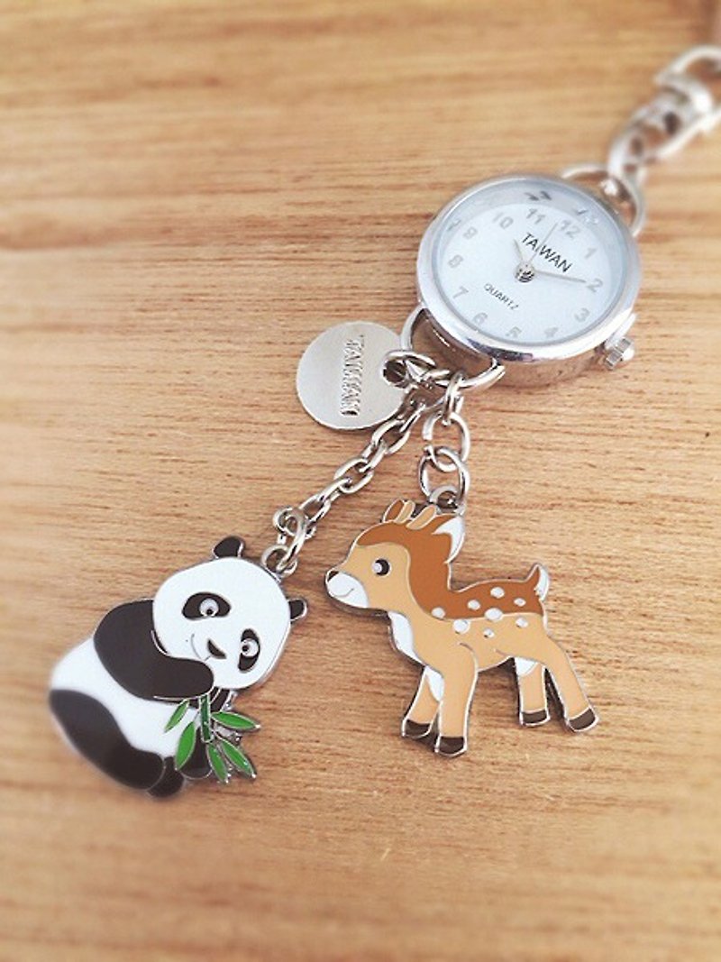 小挂表吊饰/钥匙圈-可爱动物 - 钥匙链/钥匙包 - 其他金属 银色