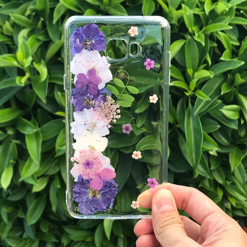 Samsung Galaxy S8 手机壳 Handmade Dry Pressed Flowers Case 押花 干燥花 叶子 紫色压花 030 - 手机壳/手机套 - 植物．花 紫色