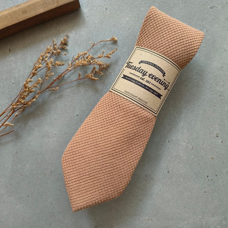 领带温暖米色华夫格 - 领带/领带夹 - 其他材质 咖啡色