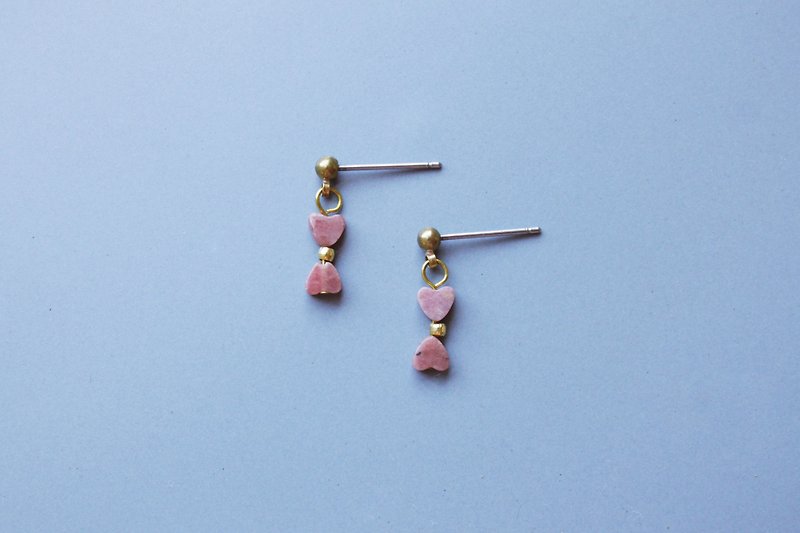 心光 玫瑰 -耳环 耳针 耳夹 - 耳环/耳夹 - 铜/黄铜 粉红色