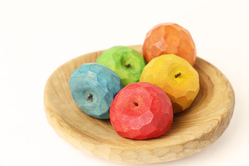 可爱圆苹果木制磁铁--木刻--纯手工--手作【可挑色】 - 冰箱贴/磁贴 - 木头 多色