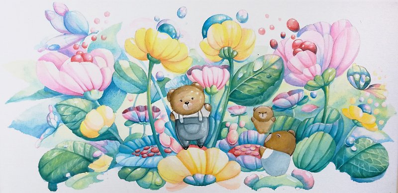 Bear family original painting.acrylic colour. - 墙贴/壁贴 - 其他材质 多色
