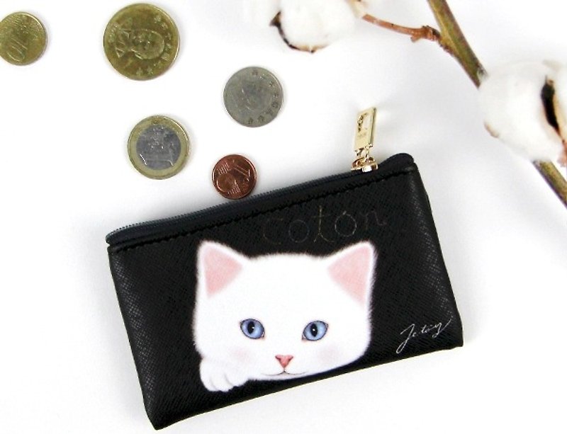 Jetoy , 甜蜜猫 卡片 零钱包_Coton (J1605105) - 零钱包 - 其他材质 黑色