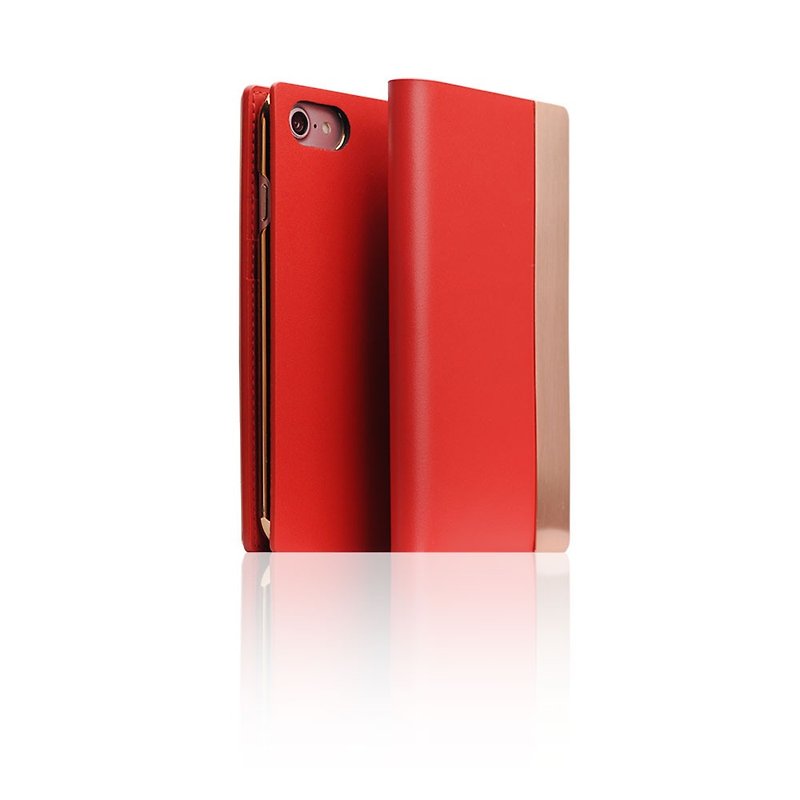 SLG Design iPhone 8 / 7 D5 CSL 金属特仕款 侧掀式真皮皮套 -红 - 手机壳/手机套 - 真皮 红色