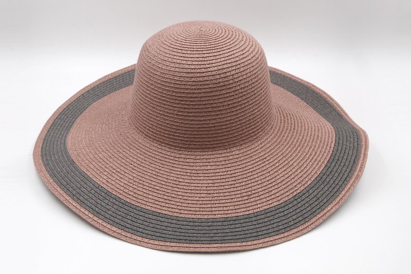 【纸布家】双色大波浪(葡萄紫)纸线编织 - 帽子 - 纸 粉红色