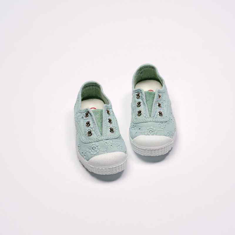 西班牙国民帆布鞋 CIENTA 70998 50 淡绿色 提花布料 童鞋 - 童装鞋 - 棉．麻 白色