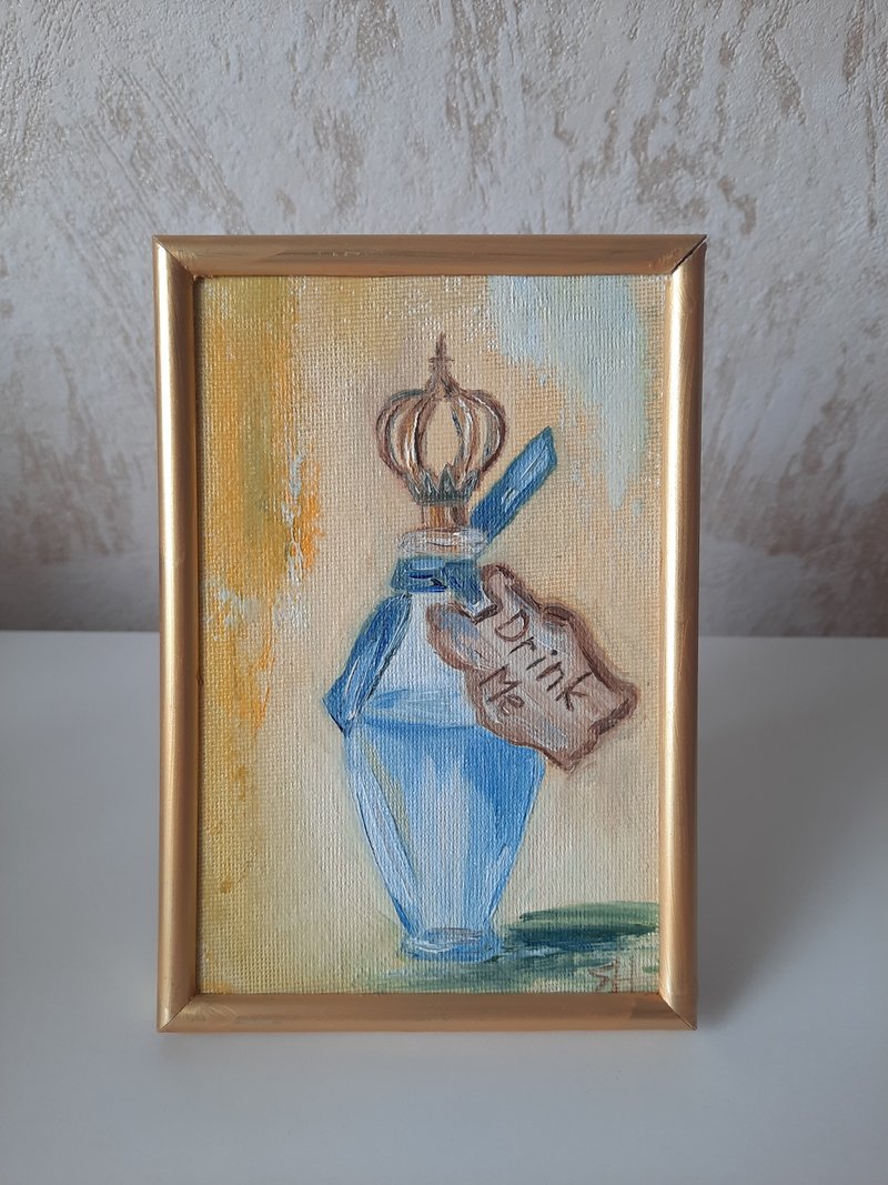 喝我油画灵感来自仙境瓶油画 油画 - 海报/装饰画/版画 - 棉．麻 蓝色