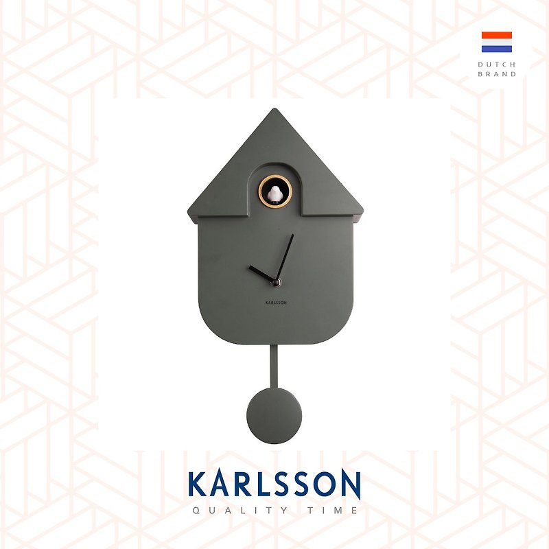 荷兰Karlsson, Modern Cuckoo 绿色摇摆布谷鸟挂钟 (整点报时) - 时钟/闹钟 - 塑料 绿色